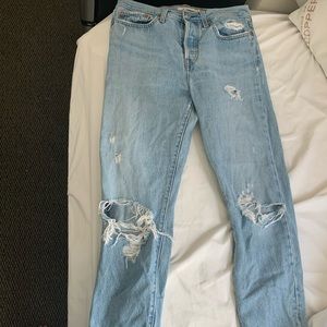 Distressed Levi’s blue jeans!